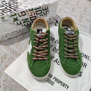 Golden Goose True-Star Green Suede Low-Top Sneakers